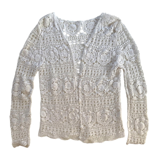 Vintage crochet white cardigan size approx 10-12