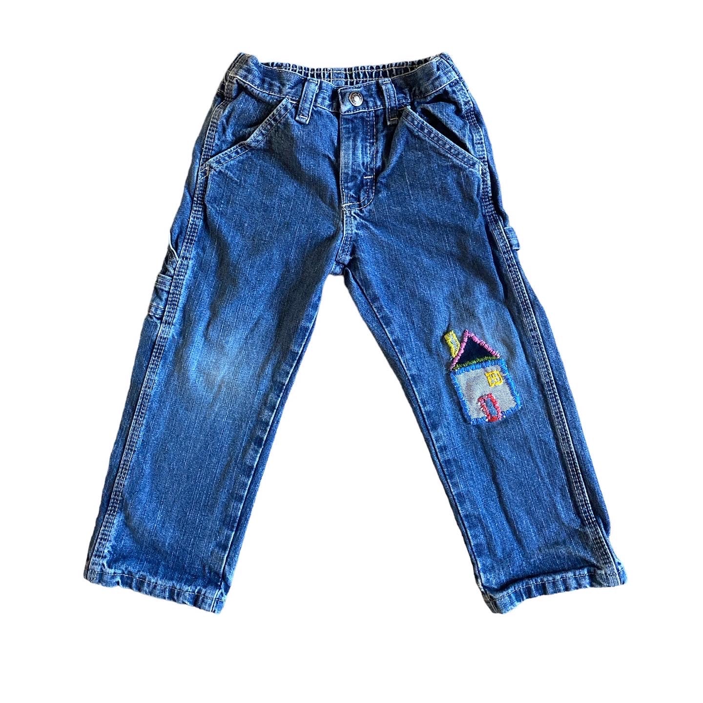 Vintage wrangler embroidered upcycled jeans age 3-4 years