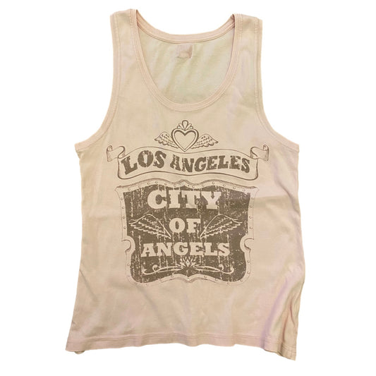 Y2K pale pink Los Angeles spell out tank top. Imo size 10-12