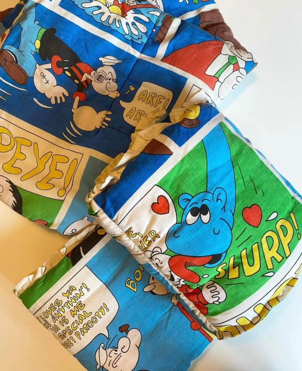 Vintage pop eye baby duvet & bumper cot set