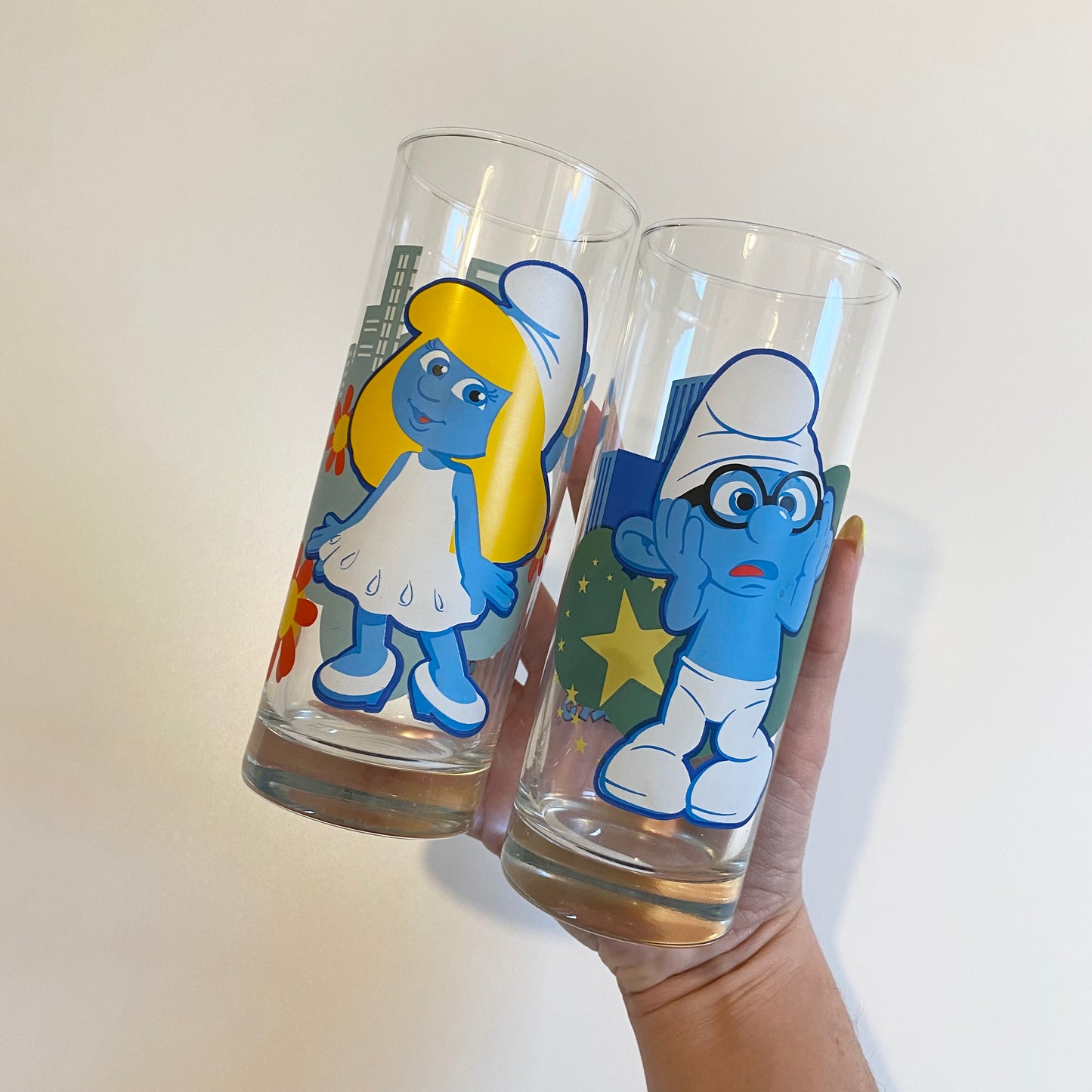 Set of two 2011 smurf glasses