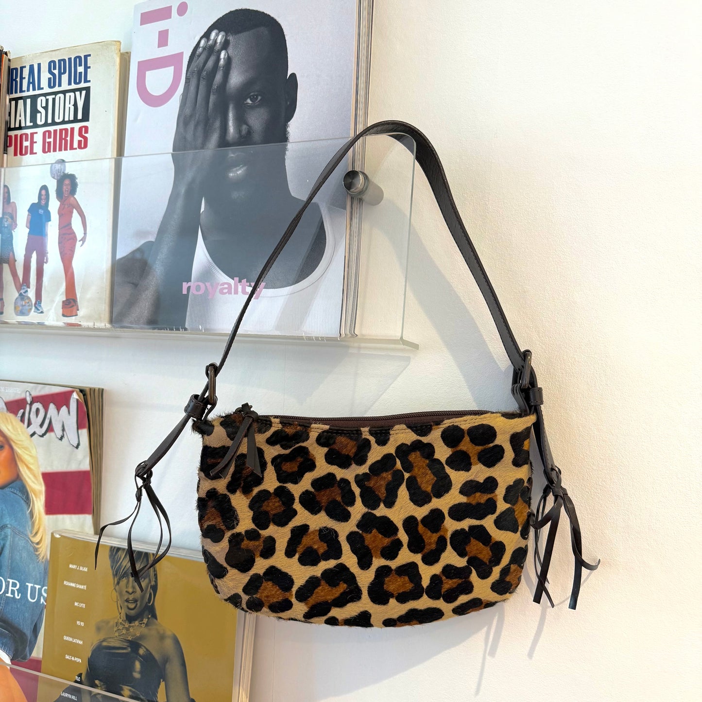 Vintage russell and Bromley pony hair leopard print shoulder bag
