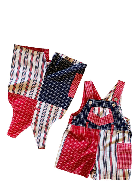 Vintage 80s striped shortalls 3-6months