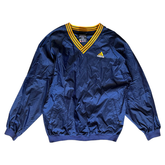 Vintage navy blue & yellow lightweight adidas sporty pullover jacket. Size M men’s/ unisex