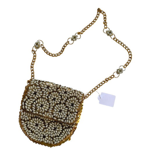 Vintage crossbody beaded gold chain bag