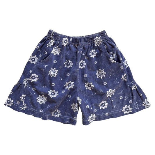 Vintage blue & white flower print shorts. Size 3-4 years