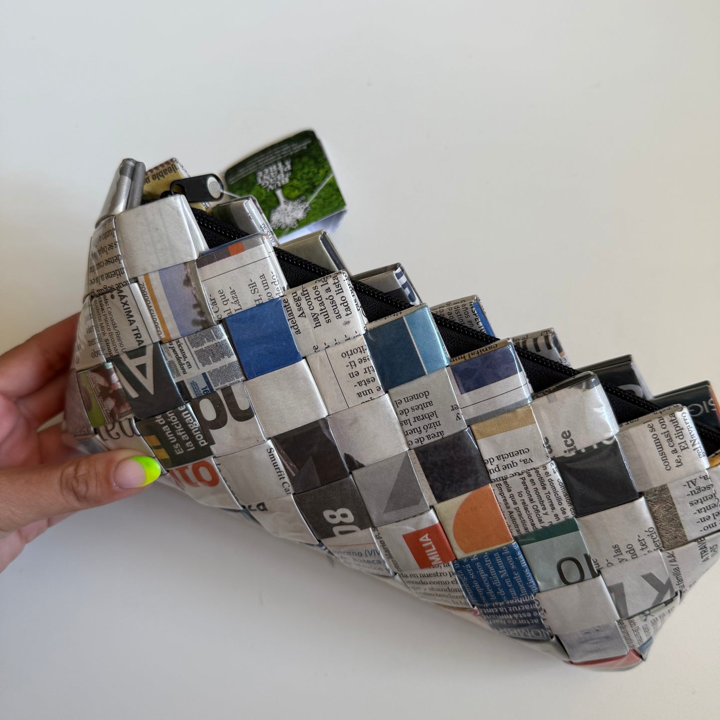 Recycled sustainable paper clutch bag