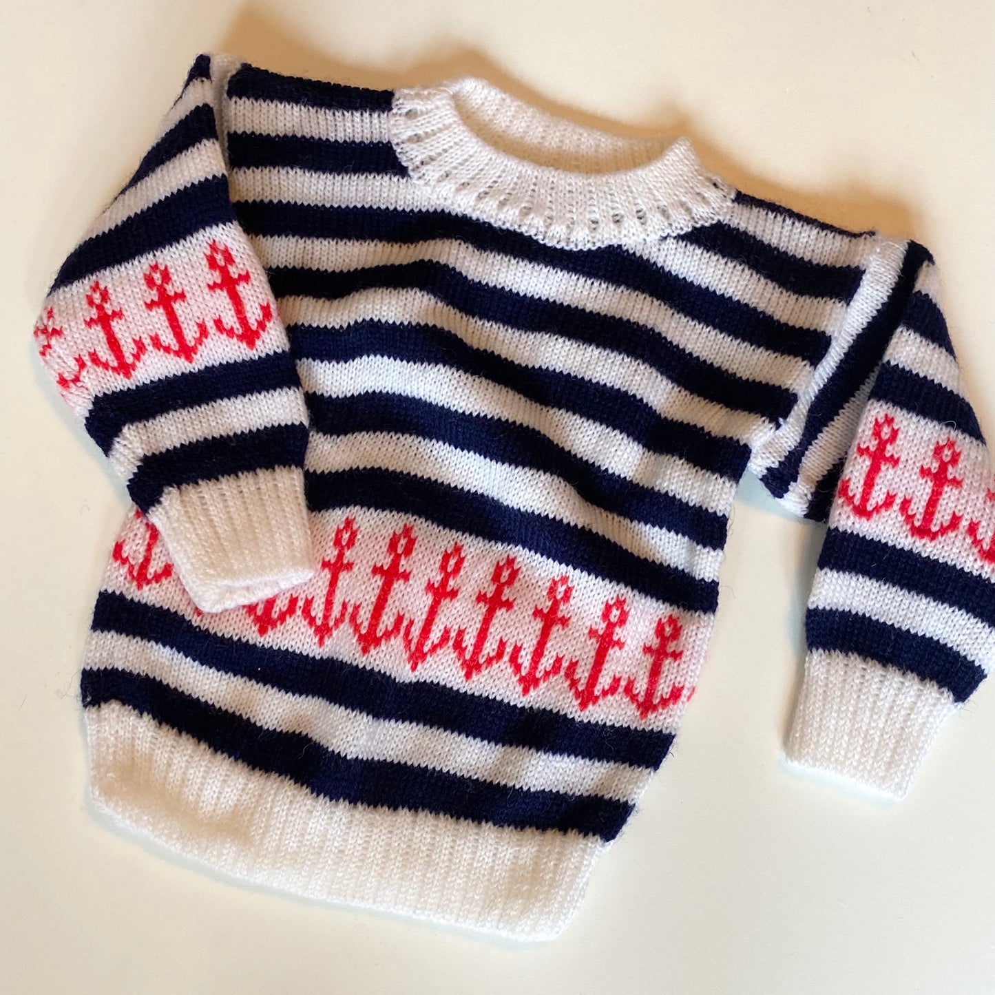 Vintage knitted anchor striped jumper /3-6 months