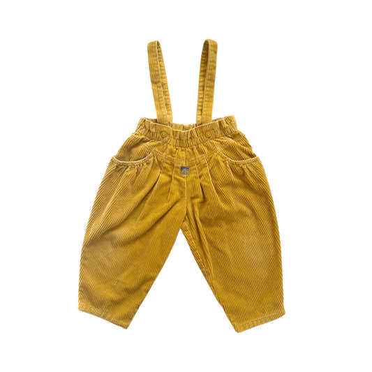 Vintage mustard yellow corduroy brace dungarees. Size 2 years.