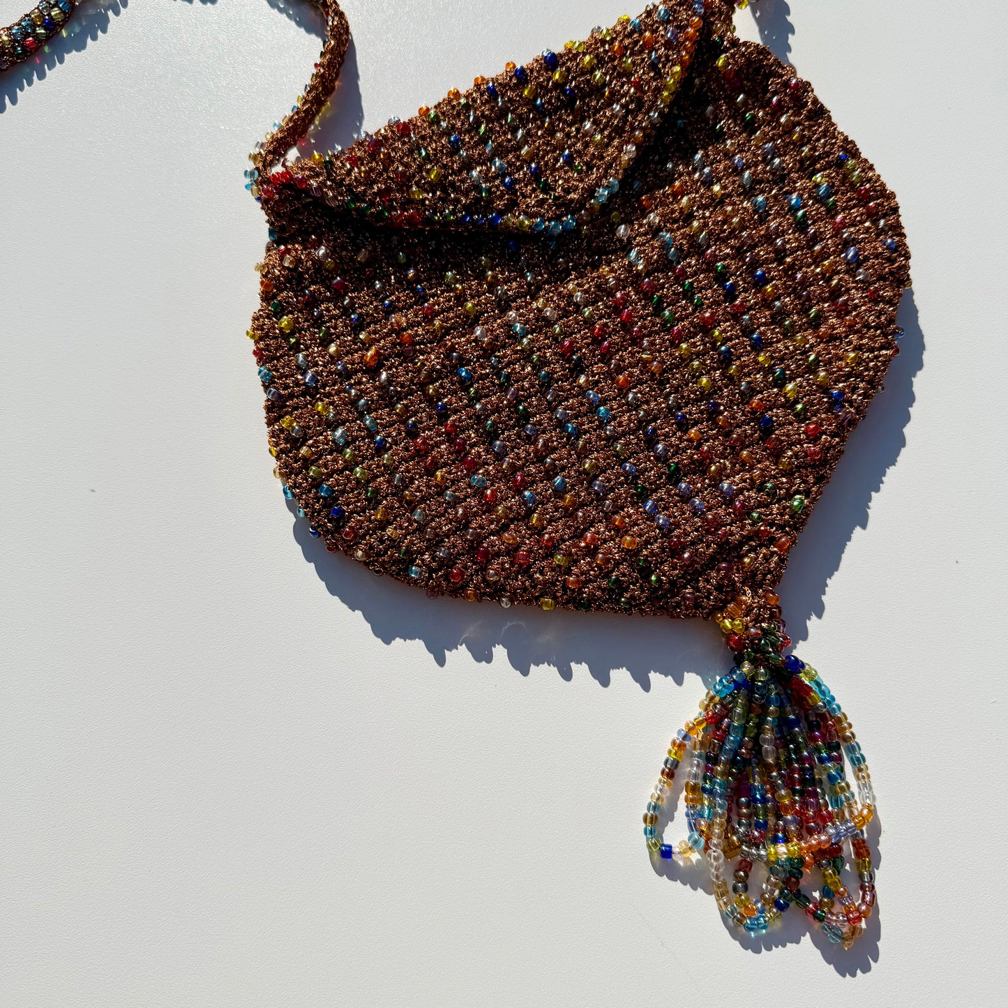 Vintage gold & multicoloured beaded across body bag