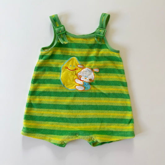 Vintage velour romper. Size approx 0-3 months. (See marks - this reflects in price!)