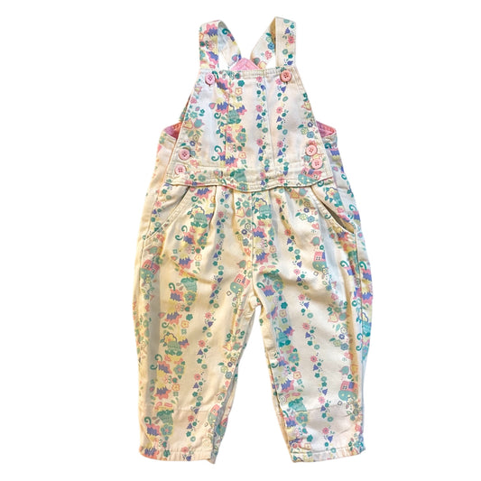 Vintage floral printed dungarees. Size 6-12 months