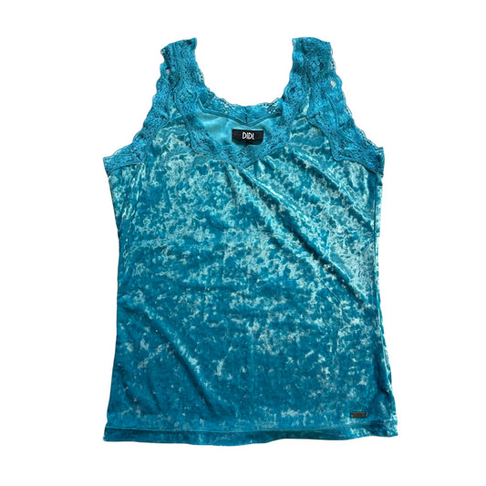 Vintage Y2K crushed velour + lace tank top. Size M (8-10)