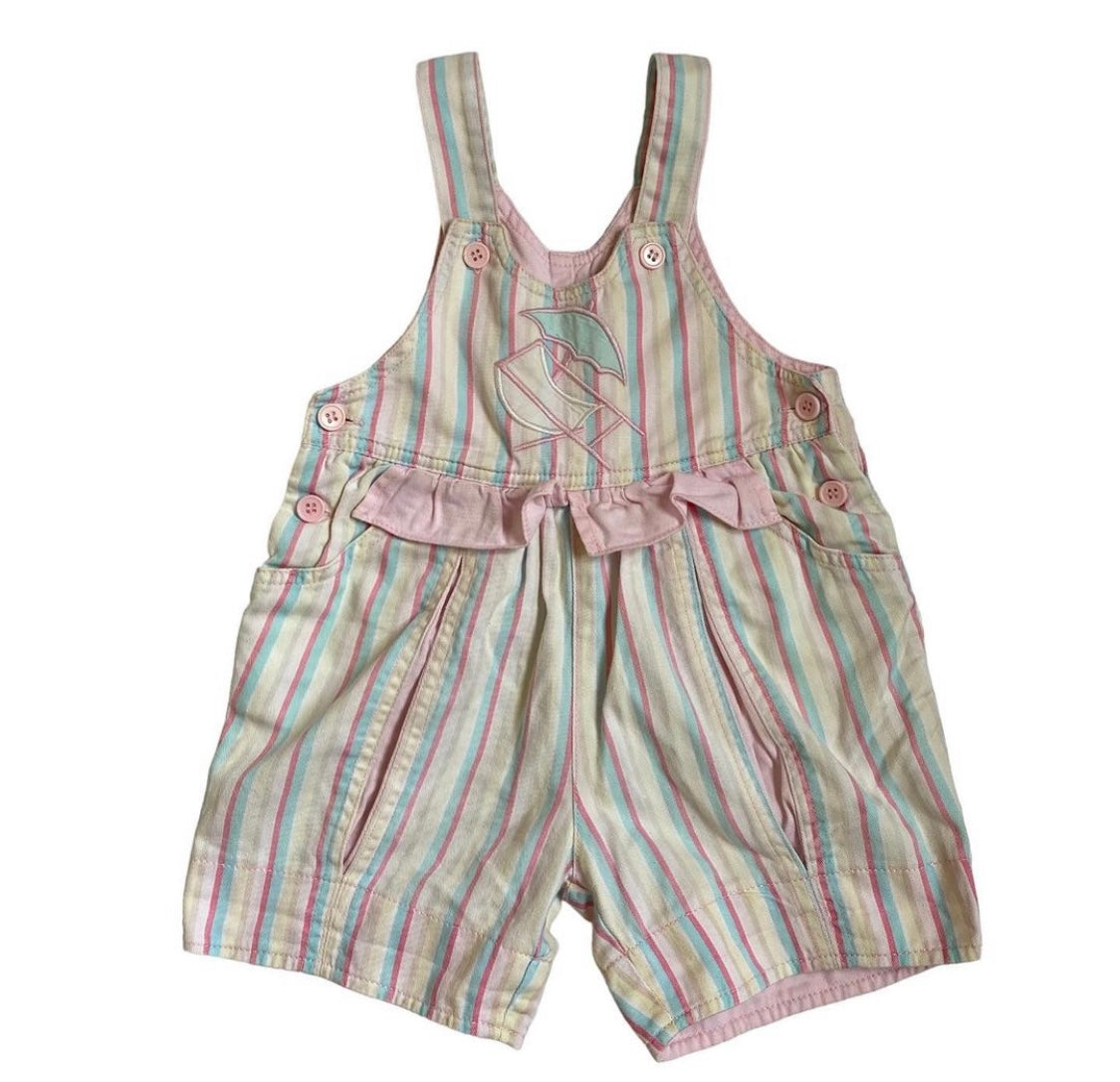 Vintage striped shortalls 12-18 months