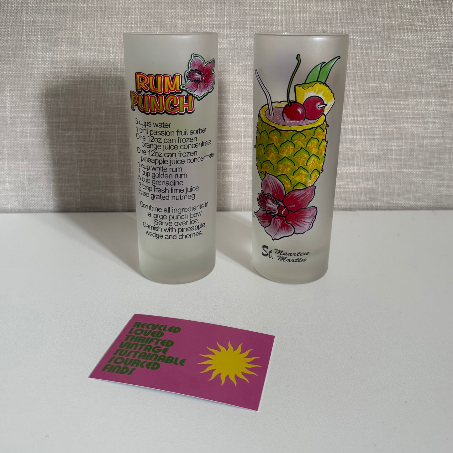 Vintage rum punch frosted long stem glasses