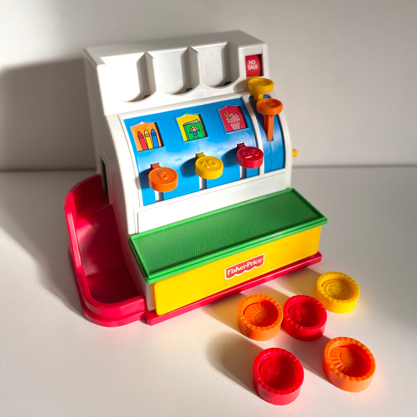 Vintage fisherprice colourblock toy till.