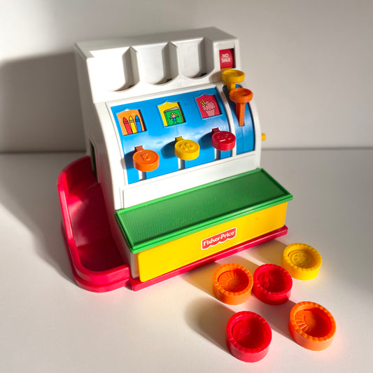 Vintage fisherprice colourblock toy till.