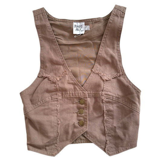 Princess Polly brown waistcoat top. Size xs/6