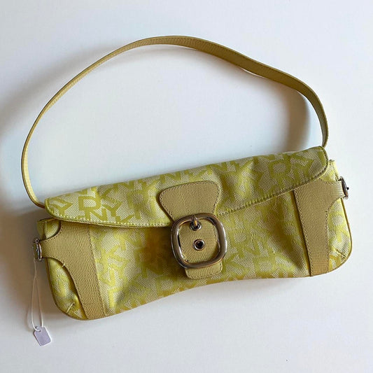 Vintage dkny lime green shoulder bag with statement buckle