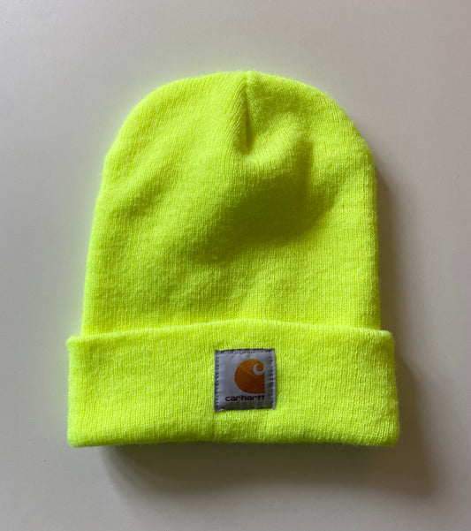Neon yellow carhartt beanie hat