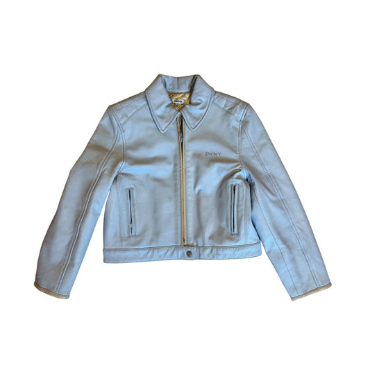DKNY leather biker jacket. Size 8 years.