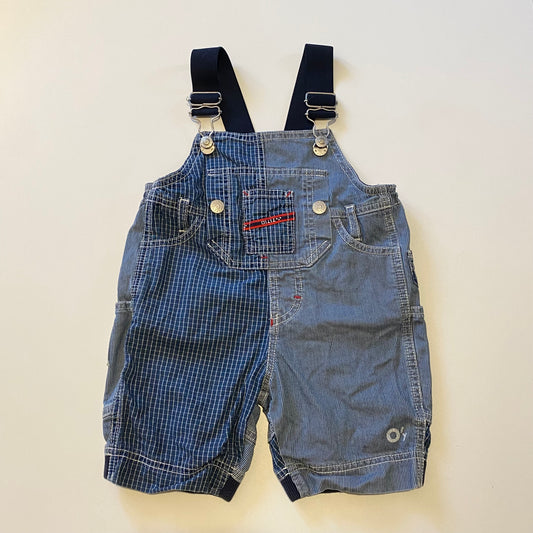 Vintage oilily shortall dungarees in check & stripe print. Size 12/18 months