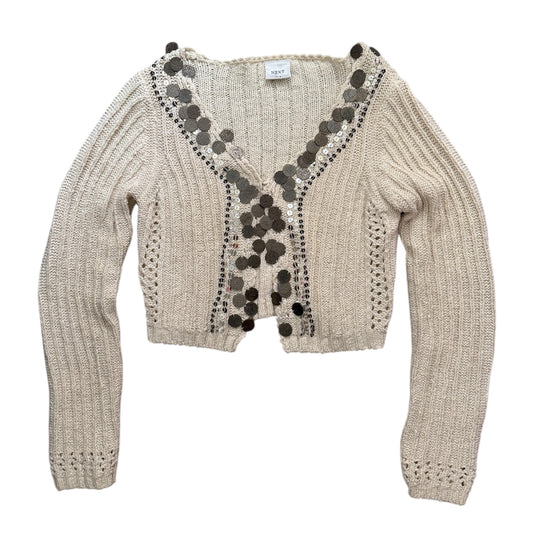 Vintage 90s next sequin knitted cropped cardigan. Size 12