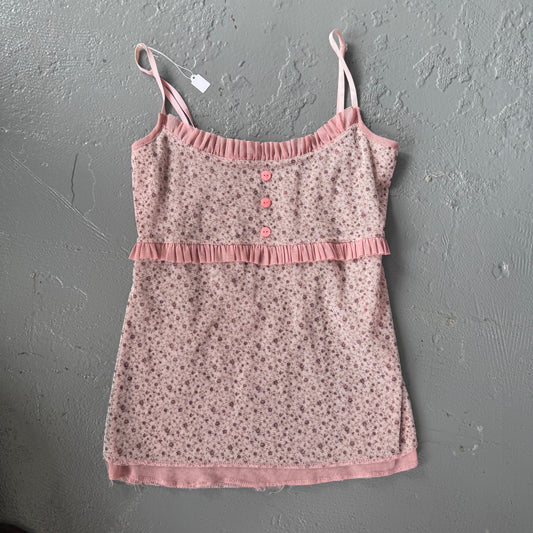 Vintage y2k sheer mesh floral cami top. Size 8