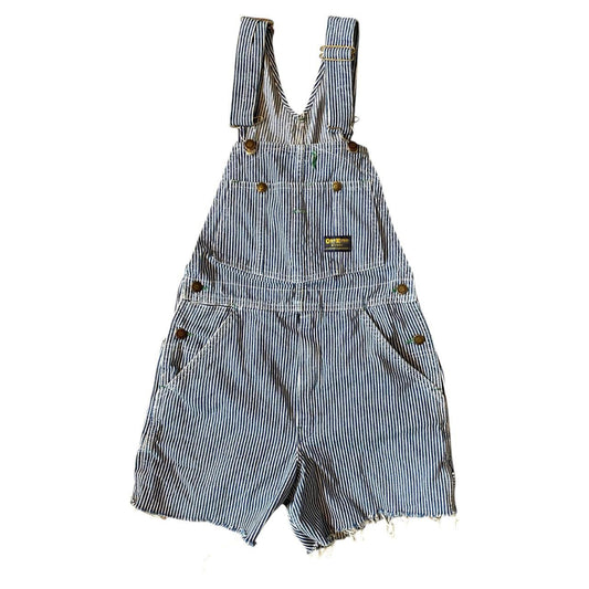 Vintage oshkosh navy blue & white striped shortall dungarees. 

Size 8