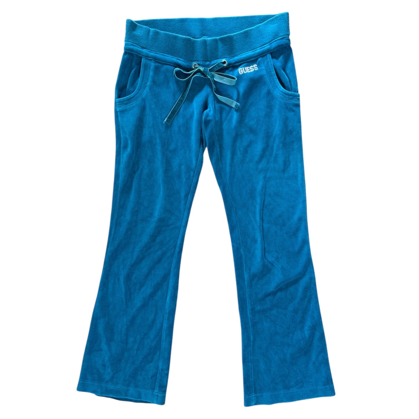 Y2K guess teal blue velour joggers. Size XS