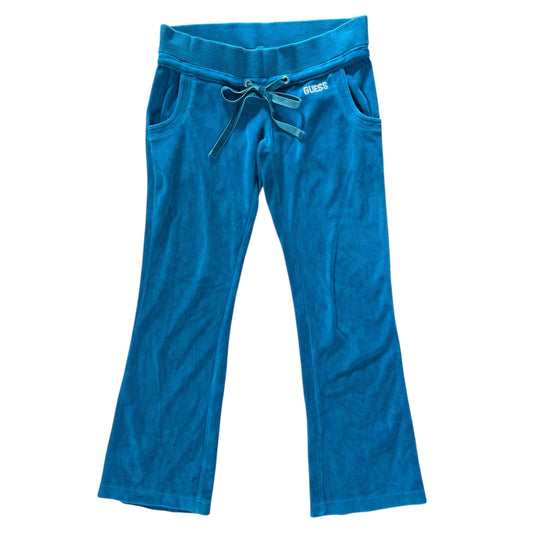 Y2K guess teal blue velour joggers. Size XS
