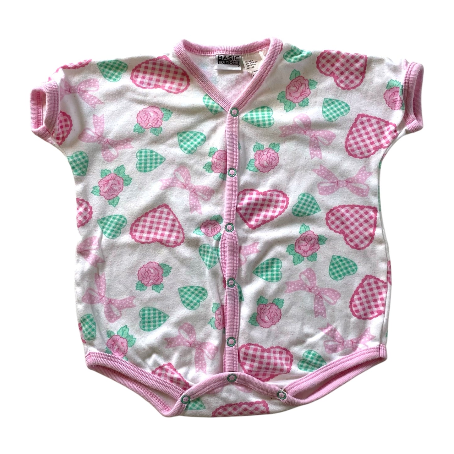 Vintage heart and bow romper. Approx 12 months.