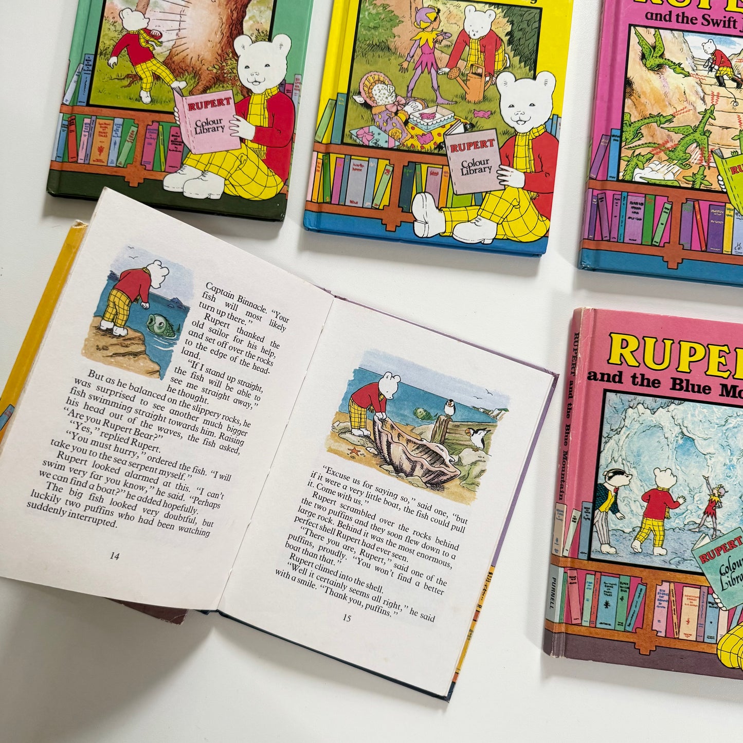 Vintage 1976 set of 6 Rupert books