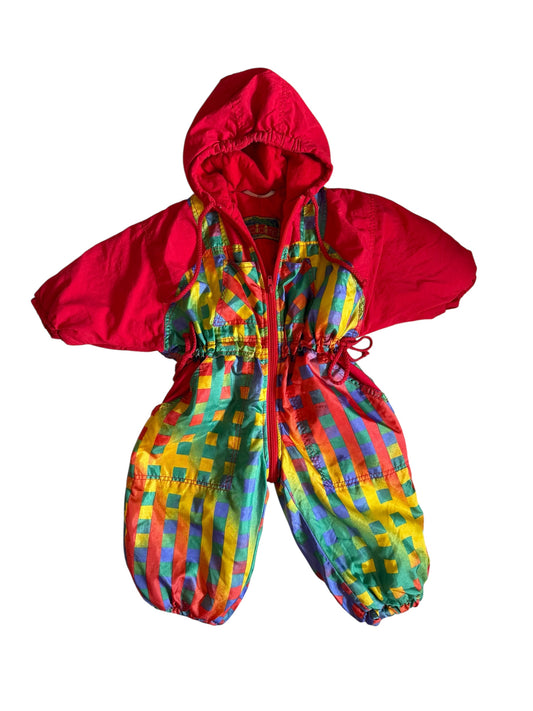 Vintage impidimpi colour block snowsuit. Has been sewn at the side. Size 2-3 years approx