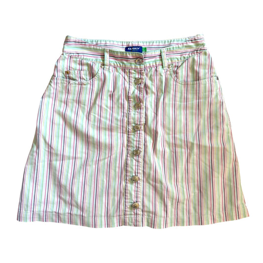 Vintage ‘daily sports’ Y2K striped mid length skirt. Size 12