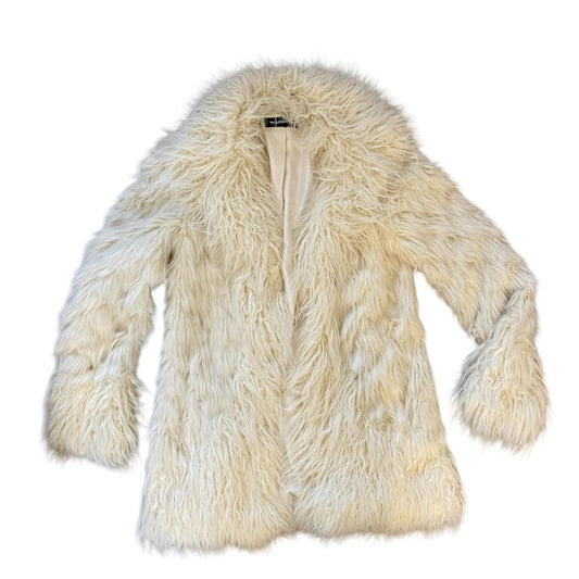 Vintage warehouse faux fur shaggy coat ~ cream Size 8-10