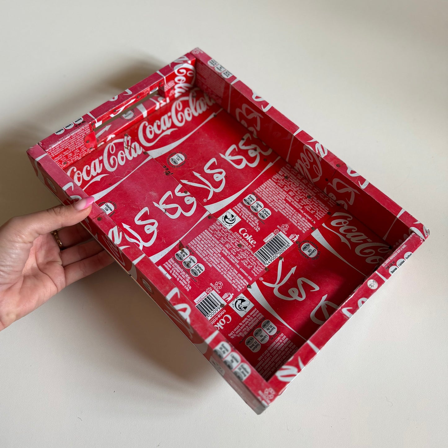 Upcycled Coca Cola serving tray.