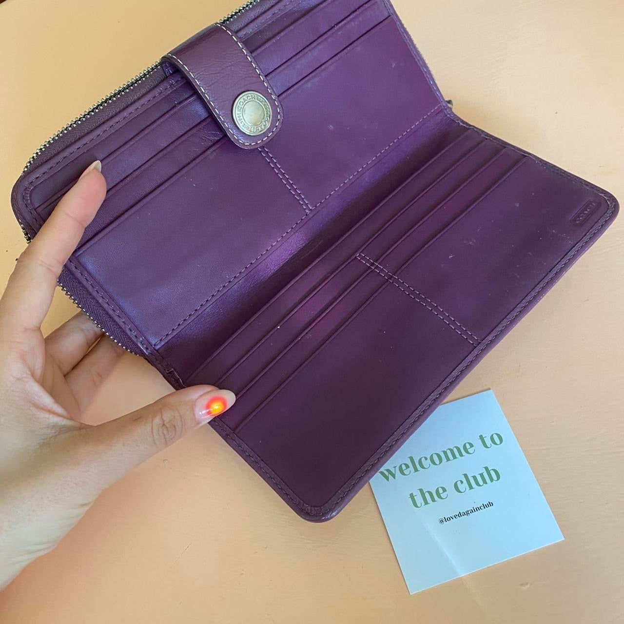 Coach purple rectangular wallet / brown and purple