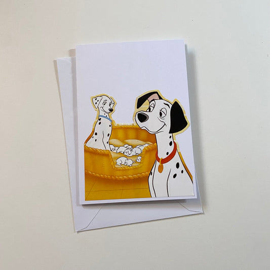 Recycled & homemade vintage card - 101 Dalmatians