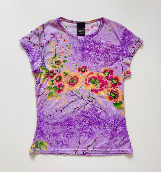 Vintage y2k mesh floral tshirt. Size S