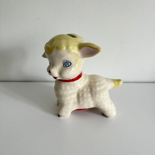 Vintage kitsch ceramic lamb money box