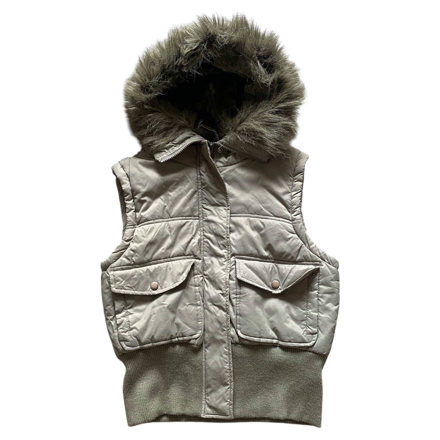 Vintage Y2K miss posh puffer khaki gilet / body warmer. Size 10-12