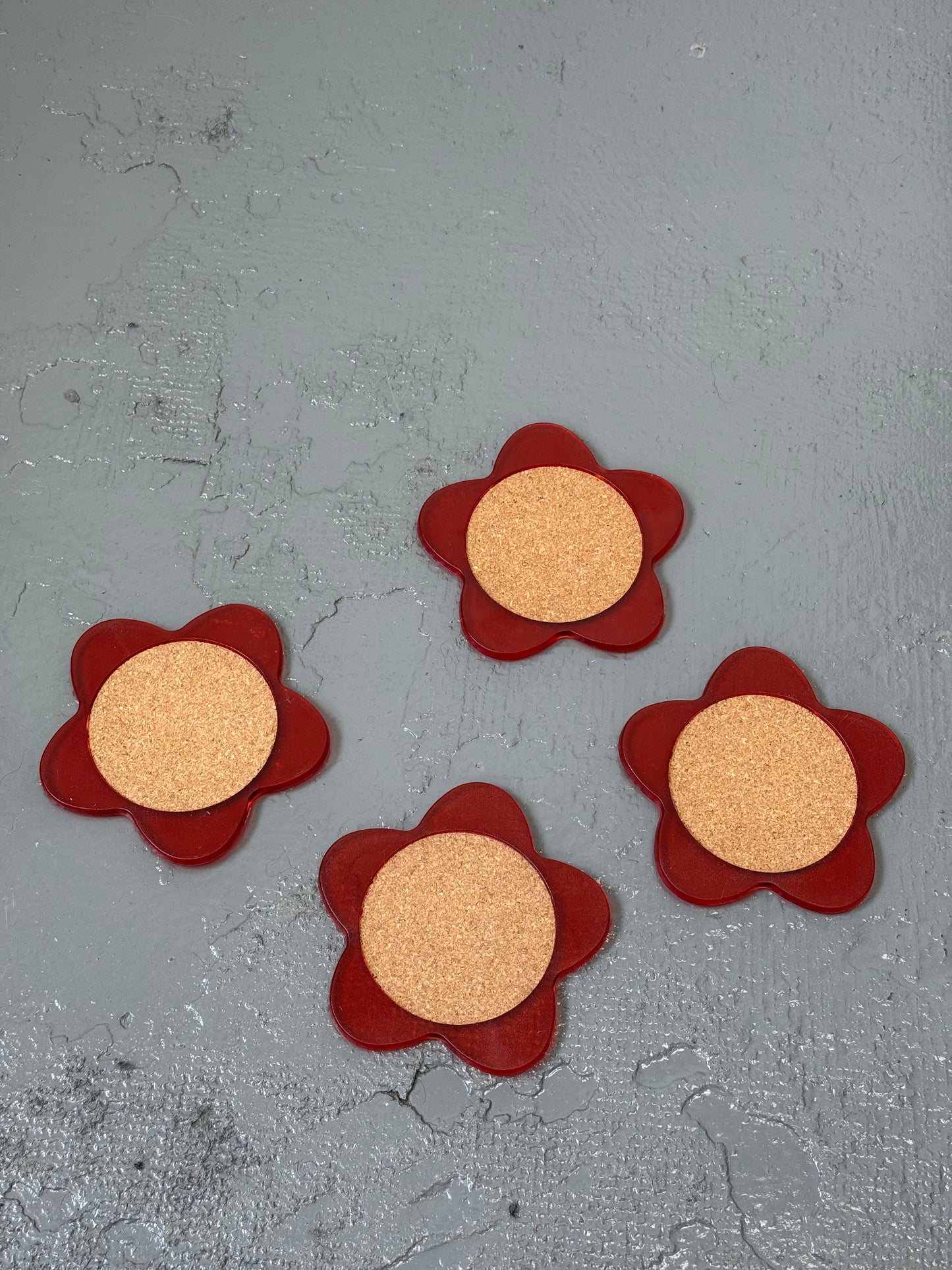 Vintage Y2k block flower drink coasters
