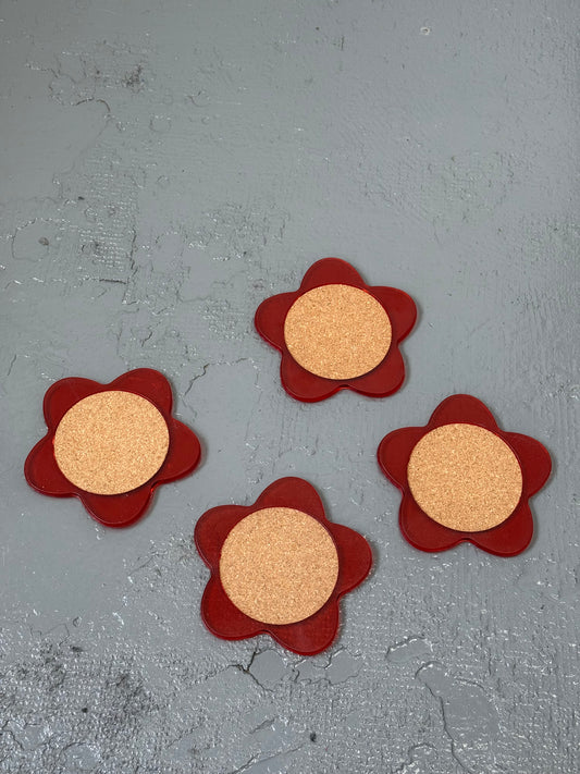 Vintage Y2k block flower drink coasters