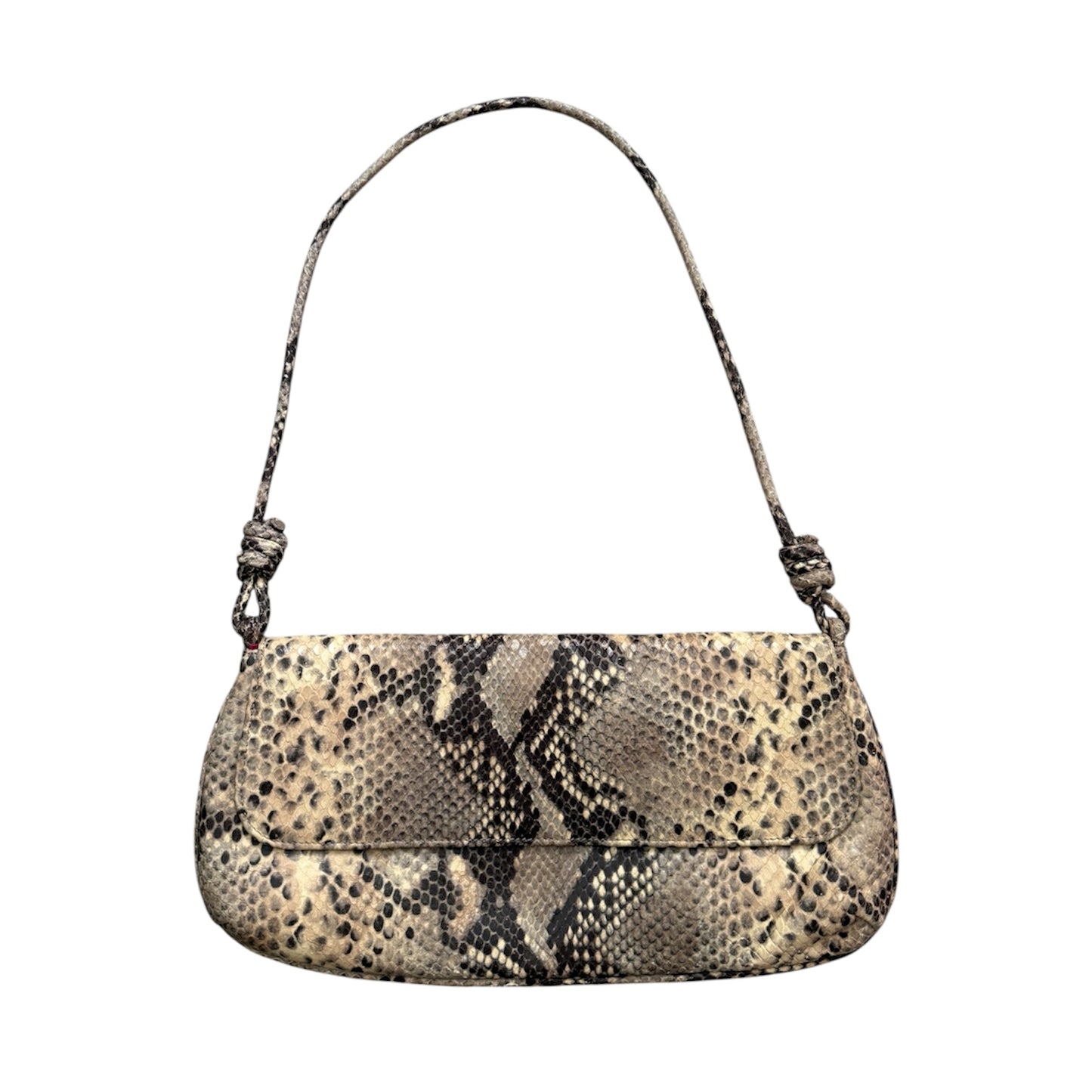 Vintage leather snake animal print shoulder bag.