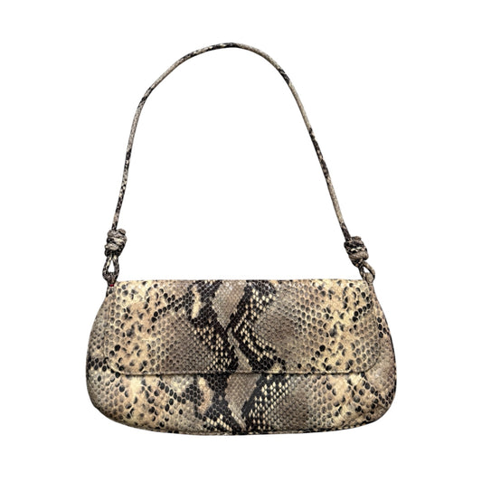 Vintage leather snake animal print shoulder bag.