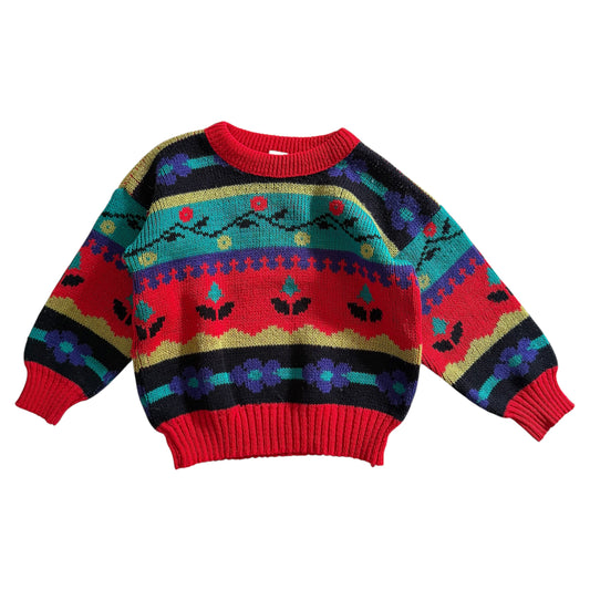 Vintage knitted colourful jumper. Size 2-3 years