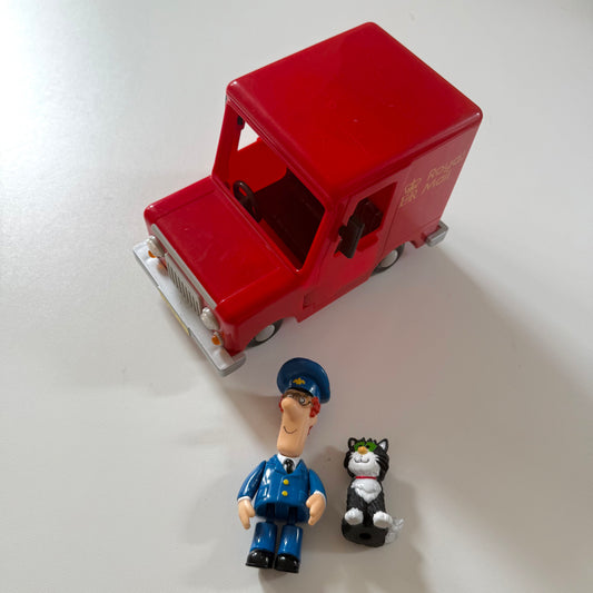 Vintage 2003 postman Pat and jess van + two figures