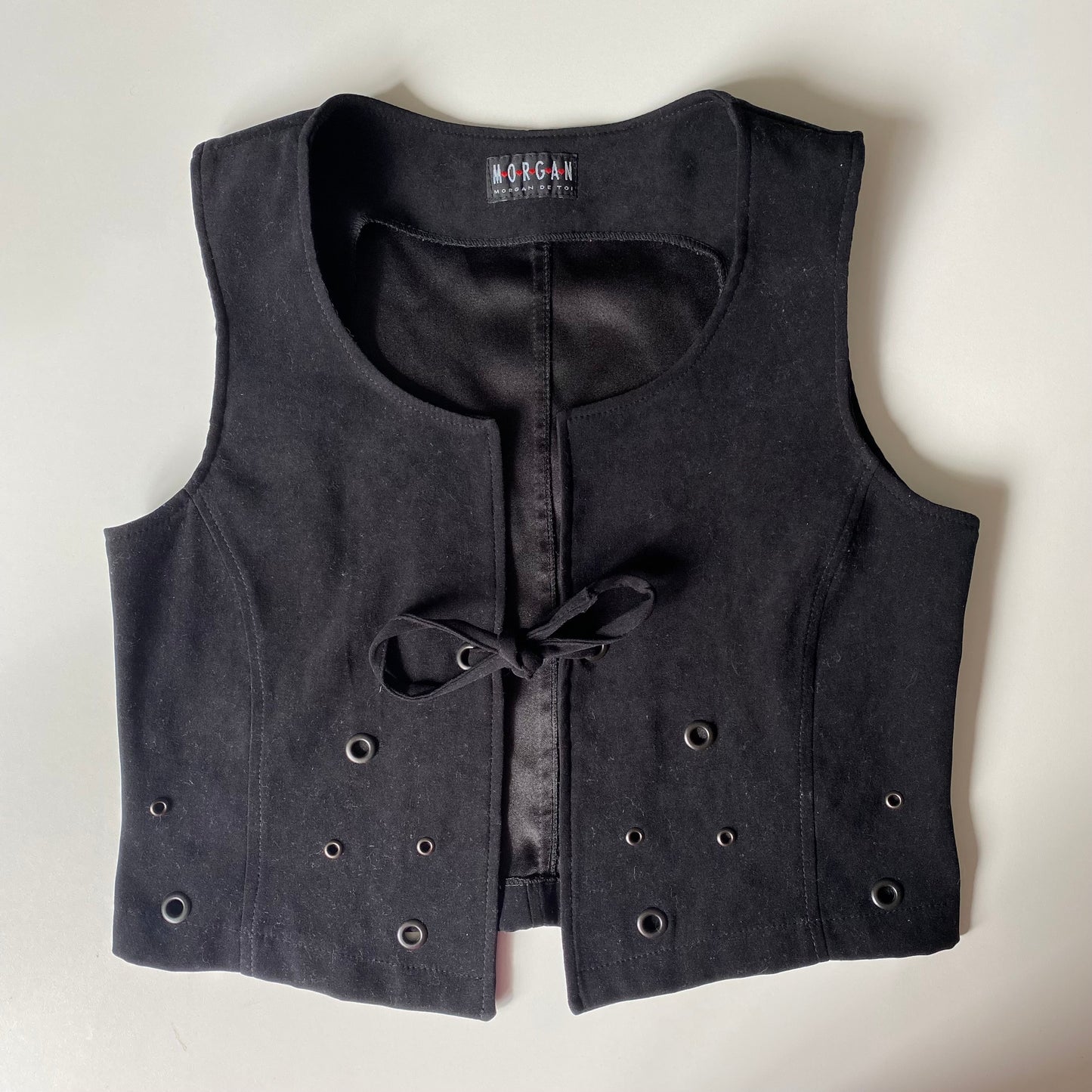 Morgan de toi faux suede waistcoat with eyelet design. Size 8/10