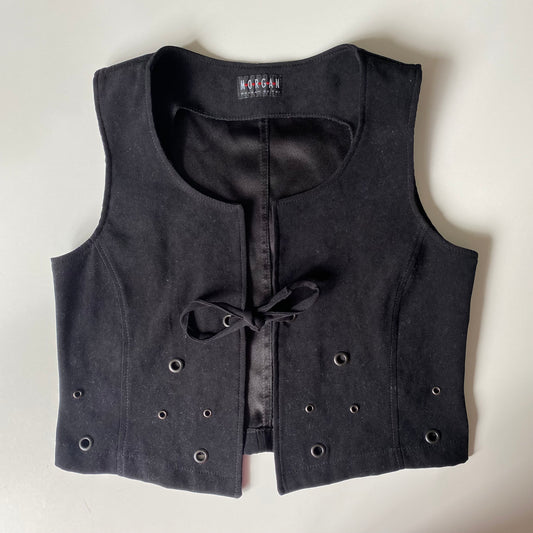 Morgan de toi faux suede waistcoat with eyelet design. Size 8/10